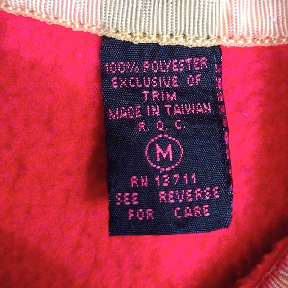 90's PACER UNISEX Oversized Fleece Pullover, Size M, Red/Violet/Orange VTG - Picture 8 of 9